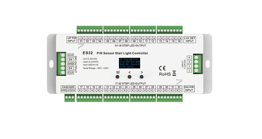 ES32 Stair Light Controller | 32CH 1A PIR Sensor 5–24V LED Driver