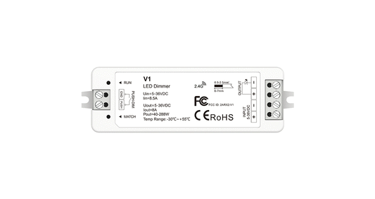V1 1CH 8A CV LED Controller | 5–36V Push-Dim V1 Dimming Module