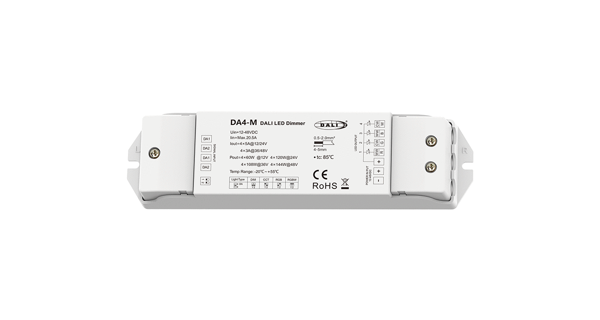 DA4-M DALI LED Dimmer | 4CH 5A 12–48V RGBW Control