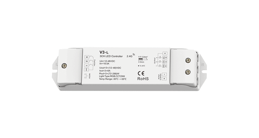V3-L LED Controller | 3CH 6A 12–48V Push-Dim Constant Voltage