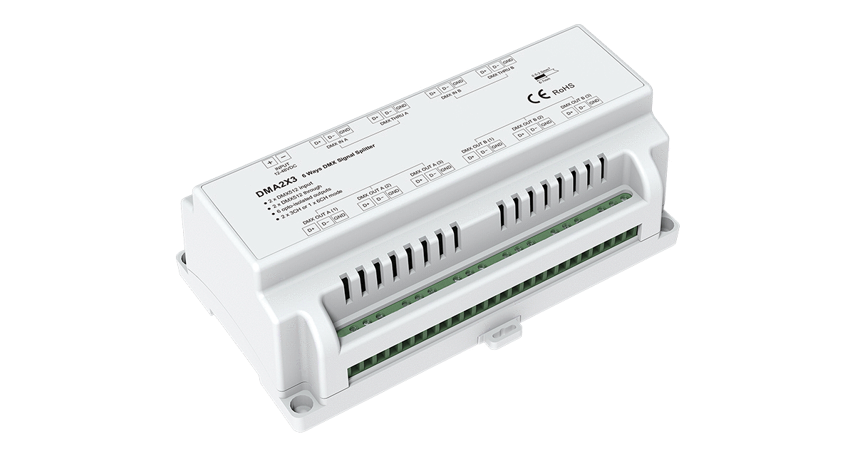 DMA2X3 12-48VDC 6 Ways DMX Signal Splitter