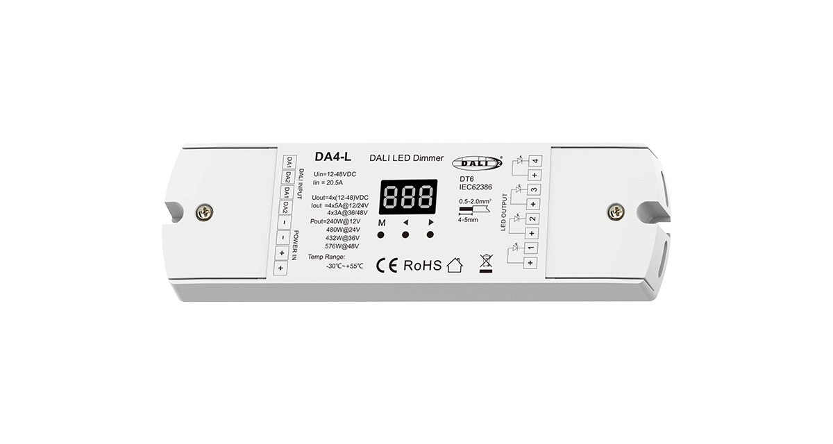 DA4-L DALI LED Dimmer | 4CH 5A 12–48V Constant Voltage DT6