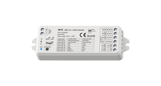WT5 5CH*3A 12-24V WiFi & RF 5 in 1 CV Controller (Tuya App)