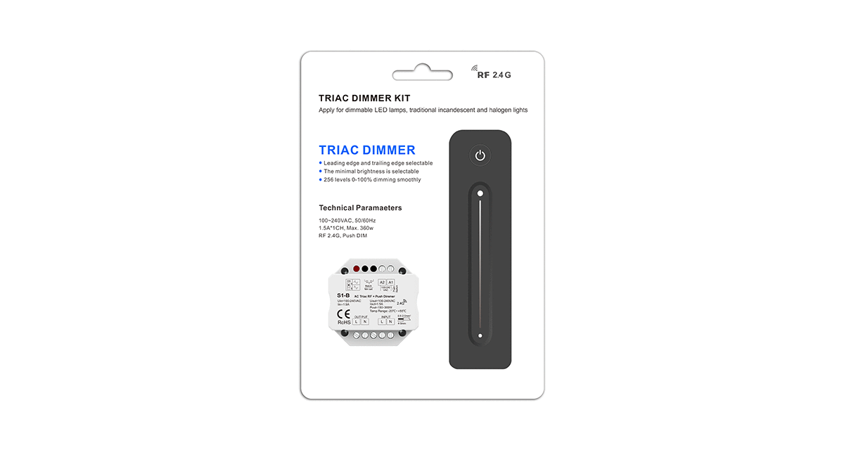 S1-B + R11 AC Triac Dimmer Set | RF Single-Zone LED Dimming Kit